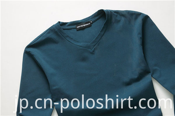 Good Quality Cotton Fitted V-Neck Long Sleeve T Shirt for Men